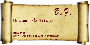Braum Fábiusz névjegykártya